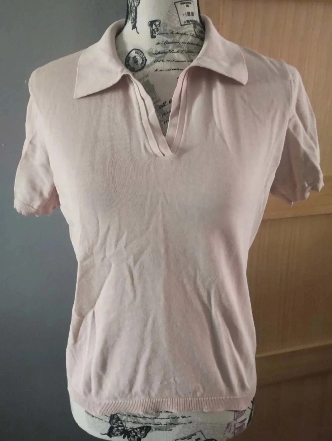 Polo de manga corta rosado, seda/algodón, Rodier, T42 – photo 5